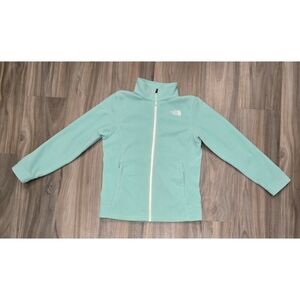 The North Face Girls Fleece Full Zip Jacket Size Large (14/16) Aqua Blue
